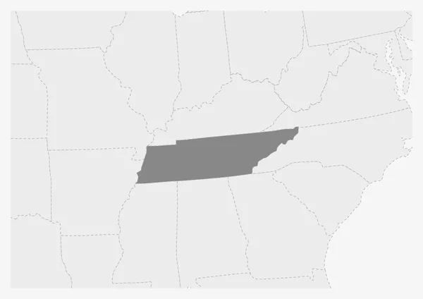 Mapa USA se zvýrazněnou mapou státu Tennessee — Stockový vektor