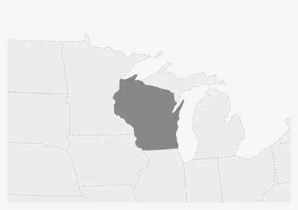 Karte der USA mit hervorgehobener Wisconsin-Karte — Stockvektor