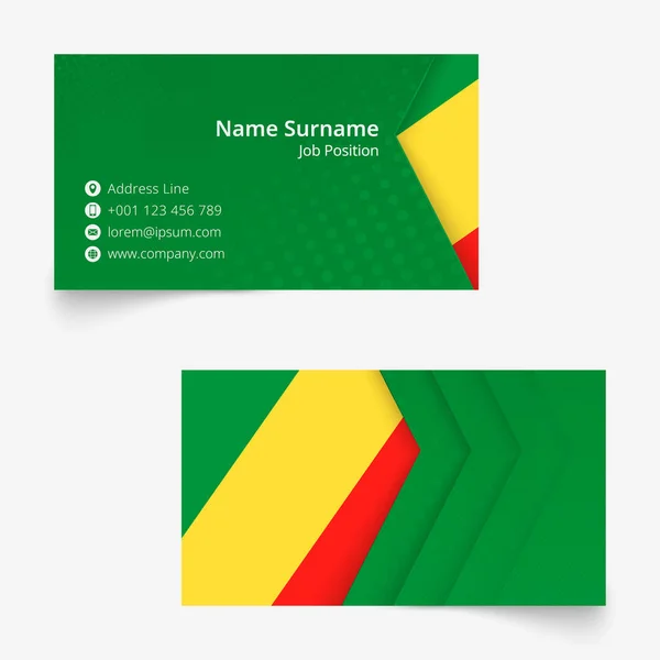 Kongó zászló névjegykártya, standard Size (90x50 mm) névjegykártya sablon — Stock Vector