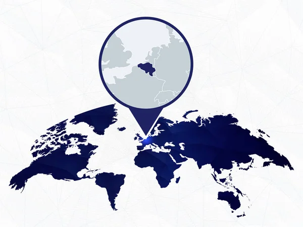 青い丸みを帯びた世界地図でハイライト表示されたベルギーの詳細な地図. — ストックベクタ