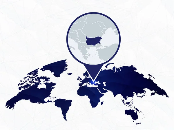 青い丸みを帯びた世界地図で強調表示されたブルガリアの詳細な地図. — ストックベクタ