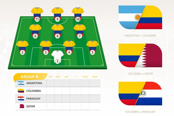 Set für kolumbianische Fußballmannschaft — Stockvektor