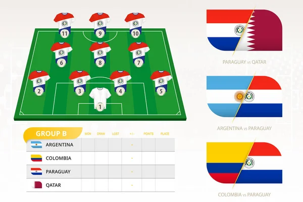 Set para el equipo de fútbol Paraguay — Vector de stock