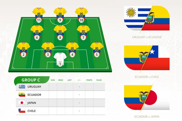 Set para el equipo de fútbol Ecuador — Vector de stock