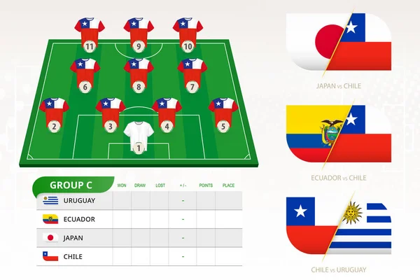 Set para equipo de fútbol de Chile — Vector de stock