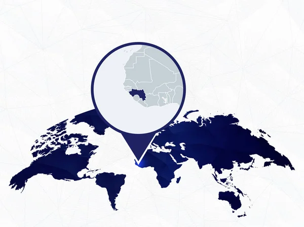 Guinée carte détaillée surlignée sur la carte du monde arrondie bleue . — Image vectorielle