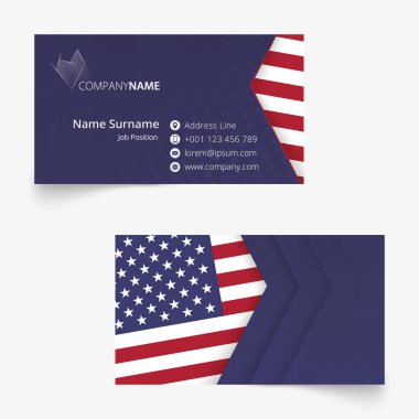 Usa Flag Kartvizit, standart boyut (90x50 mm) kartvizit şablonu