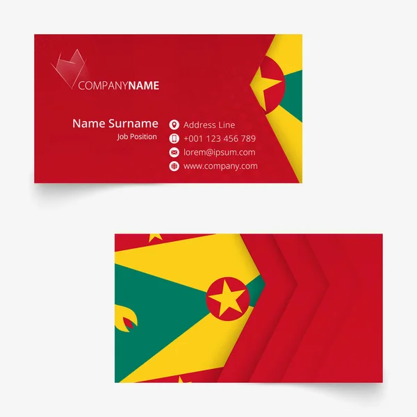 Визитная карточка с флагом Гренады, стандартный размер (90х50 мм) — стоковый вектор