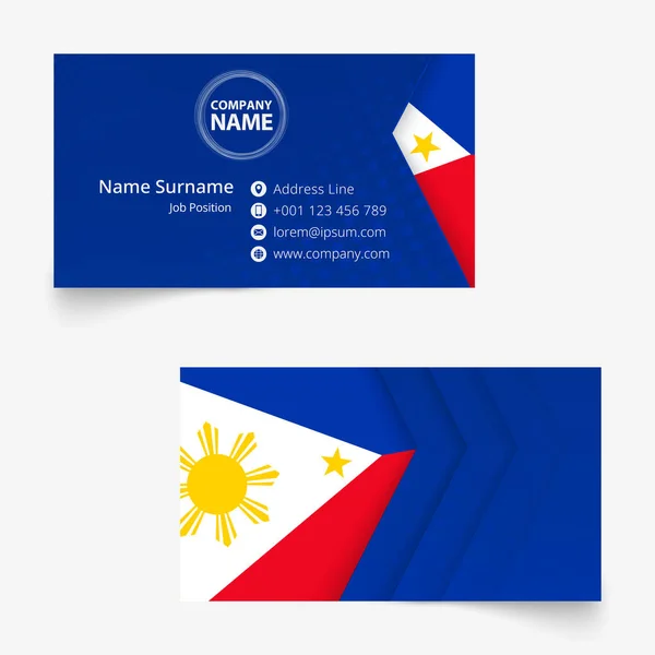 Fülöp-szigetek zászló Business Card, standard méret (90x50 mm) névjegykártya sablon — Stock Vector