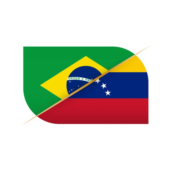 Brasilien gegen Venezuela, zwei Vektor-Flaggen-Symbole für sportliche Wettkämpfe — Stockvektor