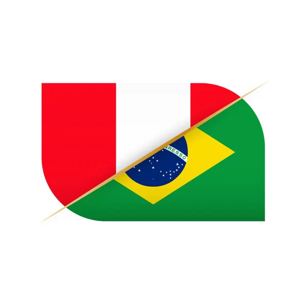 Pérou contre Brésil, deux drapeaux vectoriels icône pour la compétition sportive — Image vectorielle