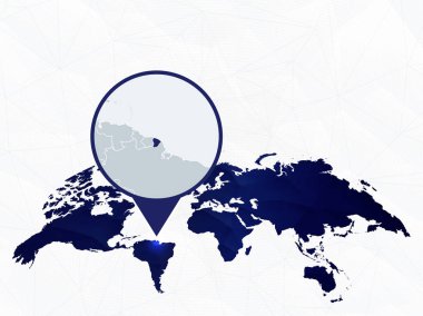 Fransız Guyanası mavi yuvarlak Dünya Haritası'nda vurgulanan detaylı harita