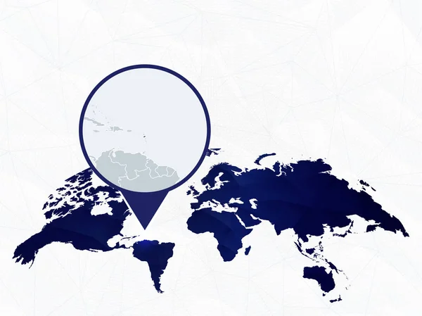 Antigua och Barbuda detaljerad karta markerad på blå rundad världskarta. — Stock vektor