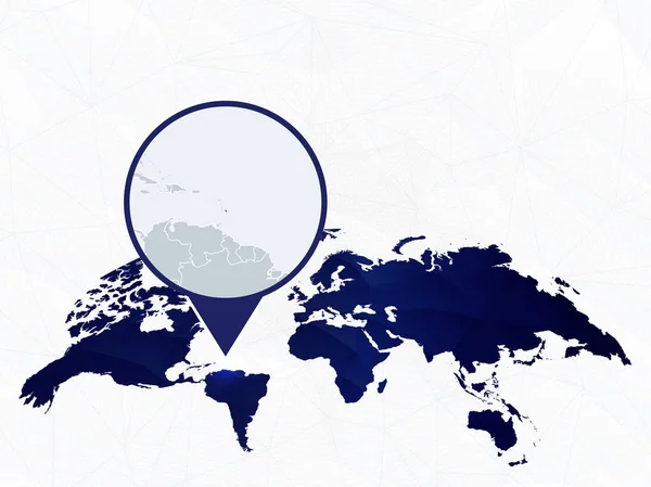 Barbados detaljerad karta markerad på blå rundad världskarta. — Stock vektor