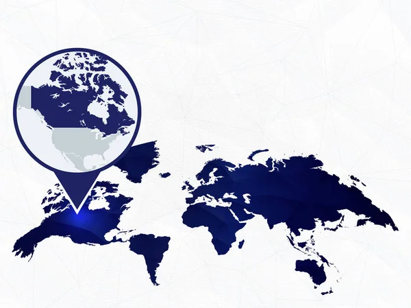 カナダが青い丸みを帯びた世界地図に強調表示. — ストックベクタ