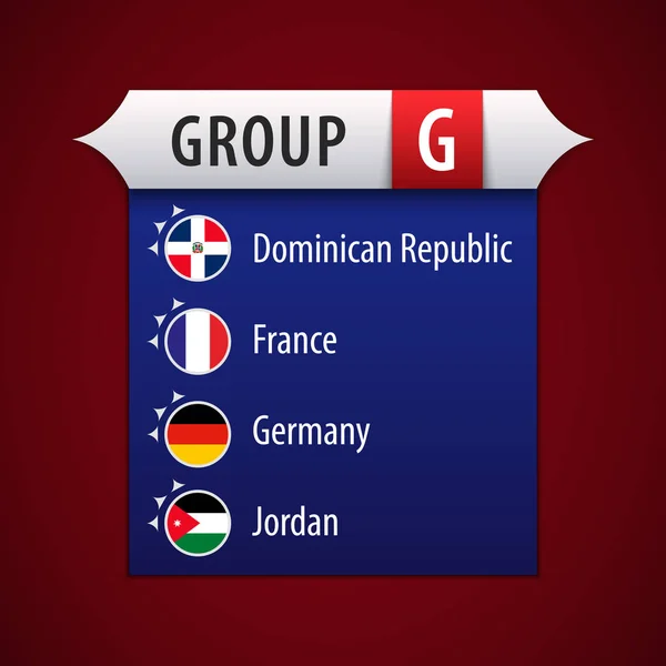 Bandeira do grupo G: República Dominicana, França, Alemanha, Jordânia . — Vetor de Stock