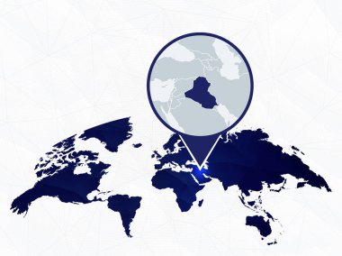Irak detaylı harita mavi yuvarlak Dünya Haritası üzerinde vurgulanır. 