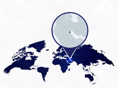 Kuveyt mavi yuvarlak Dünya Haritası'nda vurgulanan detaylı harita. 