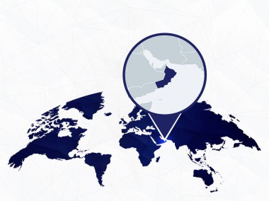 Umman detaylı harita mavi yuvarlak Dünya Haritası üzerinde vurgulanır. 