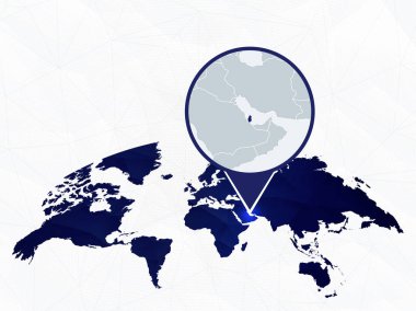 Katar detaylı harita mavi yuvarlak Dünya Haritası üzerinde vurgulanır. 