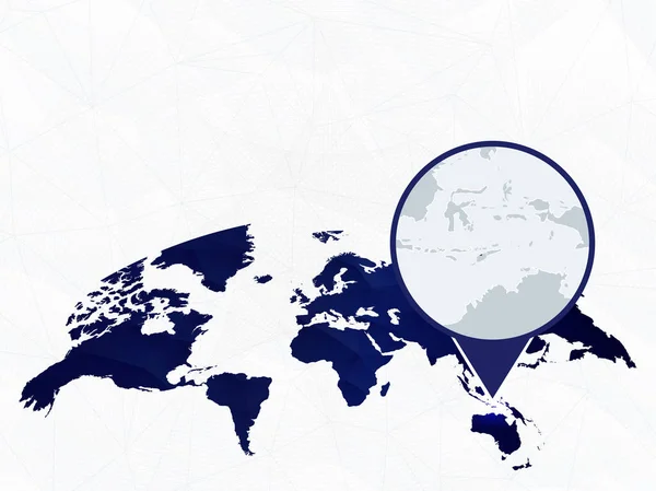 東ティモールの詳細マップが青い丸みを帯びた世界地図で強調表示される. — ストックベクタ