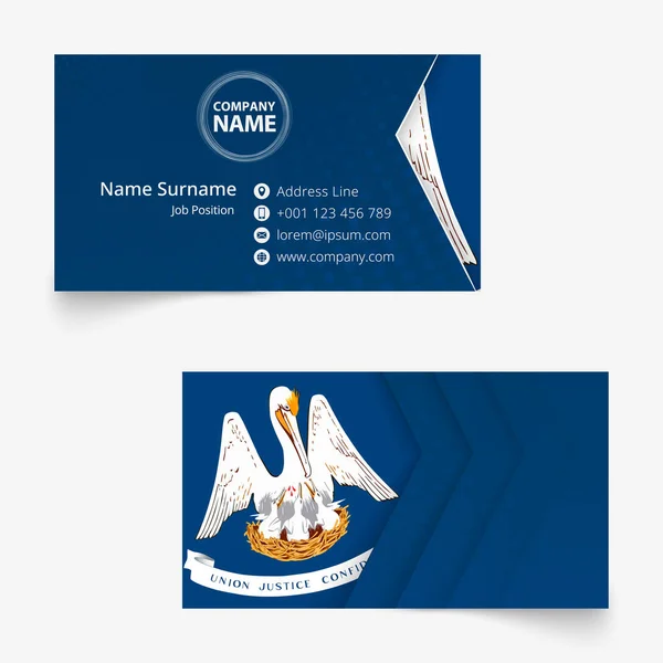 Луїзіана прапор візитної картки, стандартний розмір (90x50 мм) шаблон візитної картки — стоковий вектор