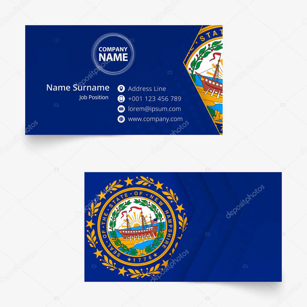 New Hampshire Flag Business Card, standard size (90x50 mm) business card template