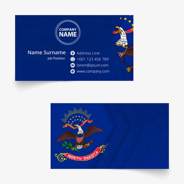 Северная Дакота Флаг визитная карточка, стандартный размер (90x50 мм) шаблон визитной карточки — стоковый вектор