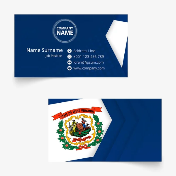 West Virginia Flag Business Card, standard size (90x50 mm) business card template — ストックベクタ