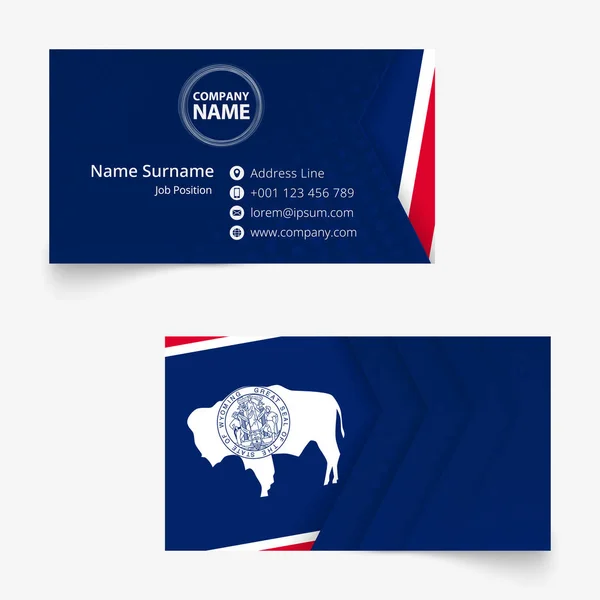 Вайомінг Flag Business Card, стандартний розмір (90x50 мм) шаблон бізнес-картки — стоковий вектор