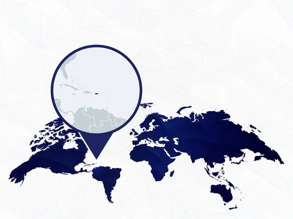 プエルトリコの詳細マップが青い丸みを帯びた世界地図で強調表示. — ストックベクタ