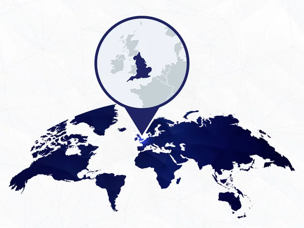 Inglaterra detalhou mapa destacado em azul arredondado Mapa do Mundo . — Vetor de Stock