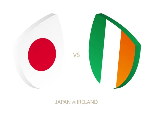 Japón v Irlanda, icono para el torneo de rugby . — Vector de stock