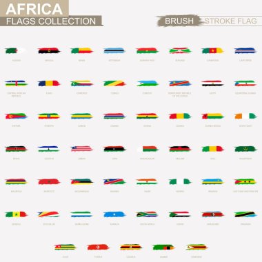 Grunge soyut fırça darbesi koleksiyonu, Afrika bayrakları.