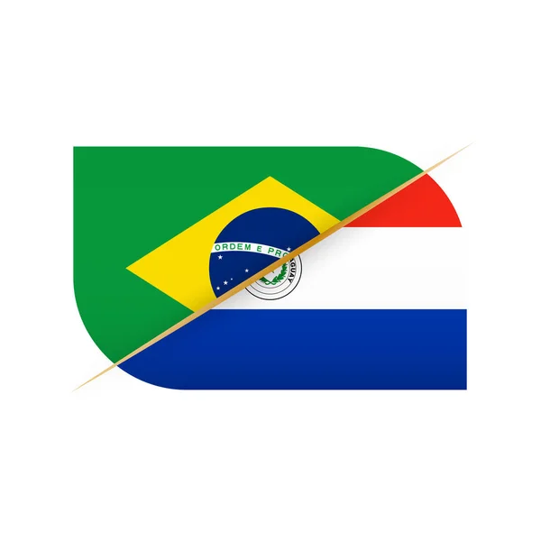 Brasil contra Paraguay, icono de dos banderas vectoriales para la competición deportiva — Archivo Imágenes Vectoriales