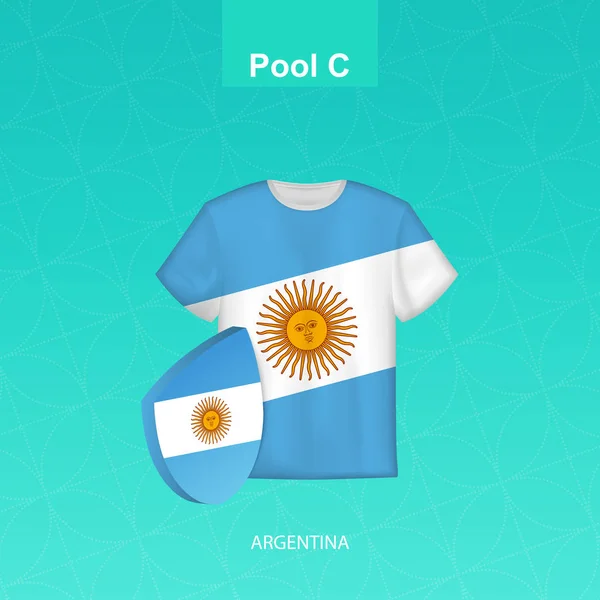 Argentinas rugbylag med Argentinas flagg . – stockvektor