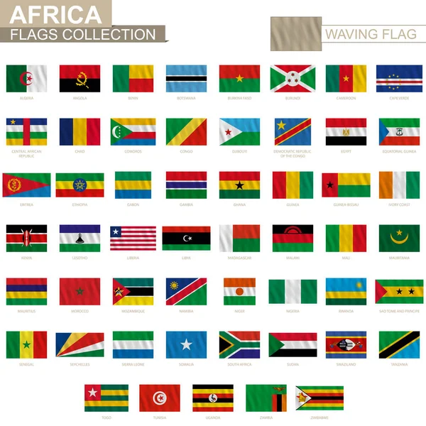 Nationale vlag van Afrikaanse landen met zwaaiende werking, officiële proportie — Stockvector