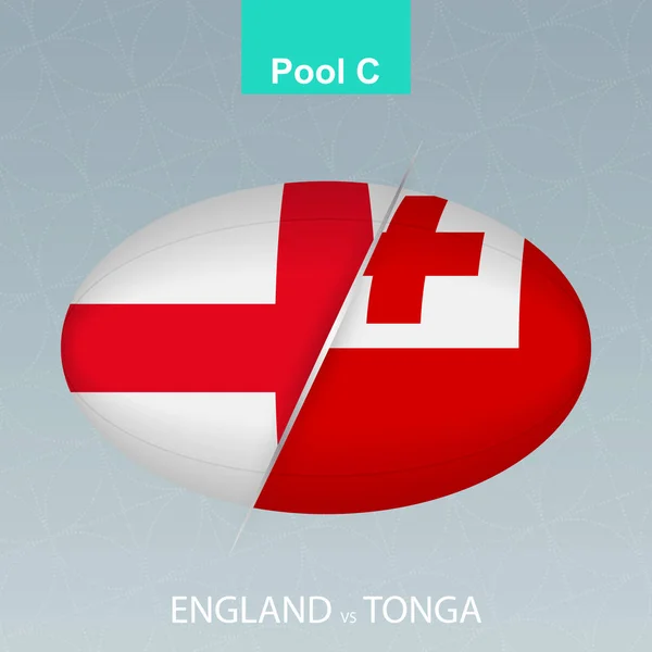 Rugby England vs Tonga. Icône de rugby sur fond gris — Image vectorielle