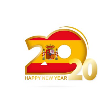 Yıl 2020 İspanya Bayrak desen li. Mutlu Yıllar Tasarım.