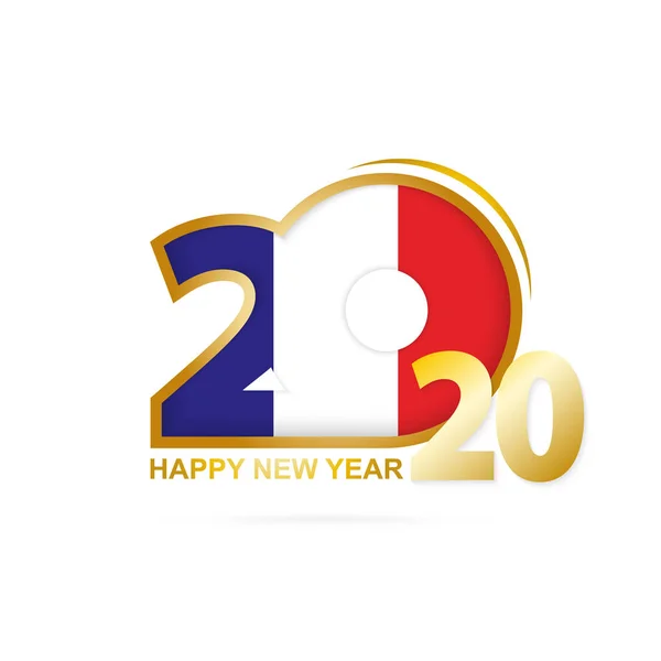 Year 2020 with France Flag pattern. Happy New Year Design. — Stock Vector