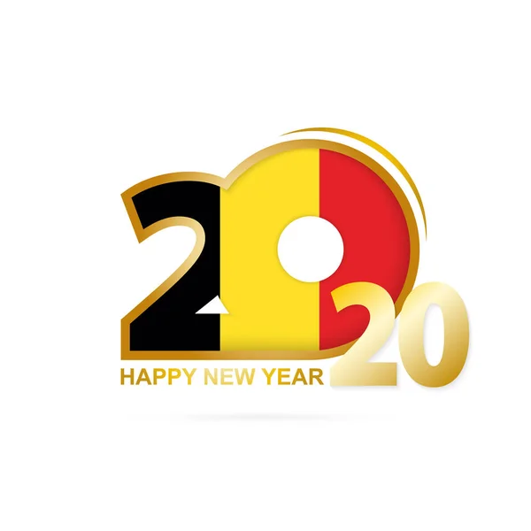 Έτος 2020 με βελγική σημαία μοτίβο. Ευτυχισμένο το νέο έτος σχεδιασμού. — Διανυσματικό Αρχείο