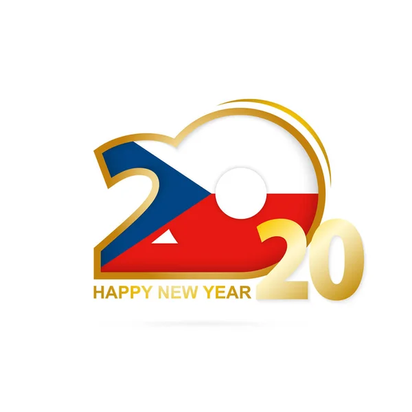 År 2020 med Tjeckien flagga mönster. Gott nytt år design — Stock vektor