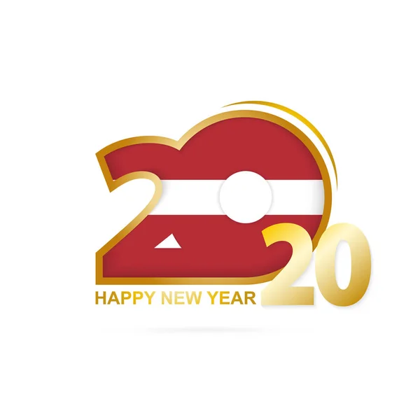 Year 2020 with Latvia Flag pattern. Happy New Year Design. — Stock Vector