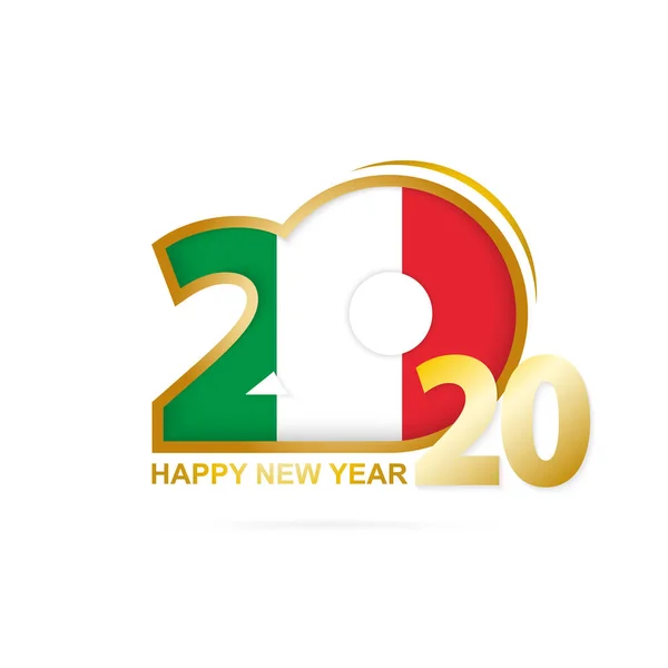 Year 2020 with Italy Flag pattern. Happy New Year Design. — Stock Vector