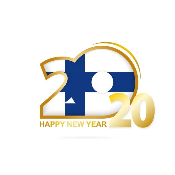 Año 2020 con patrón de bandera de Finlandia. Feliz Año Nuevo Diseño . — Vector de stock