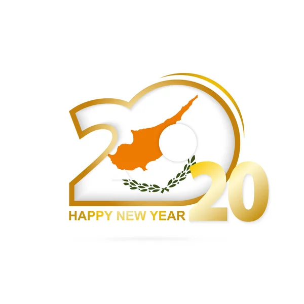 Año 2020 con patrón de bandera de Chipre. Feliz Año Nuevo Diseño . — Vector de stock