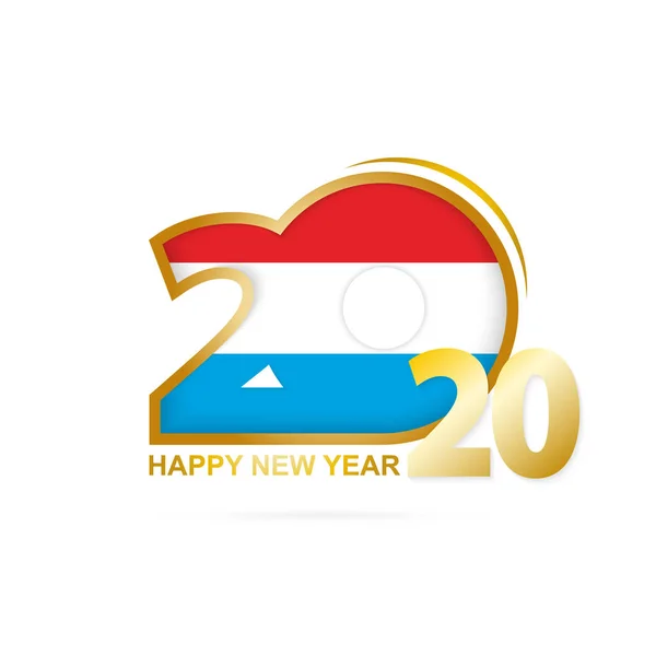 Year 2020 with Luxembourg Flag pattern. Happy New Year Design. — Stock Vector