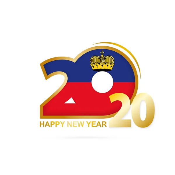 Año 2020 con patrón de bandera de Liechtenstein. Feliz Año Nuevo Diseño — Vector de stock