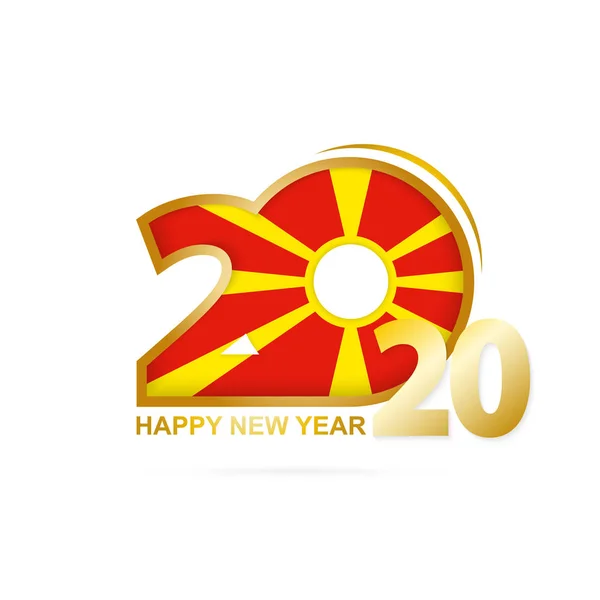 År 2020 med Makedonien flagg mönster. Gott nytt år design. — Stock vektor