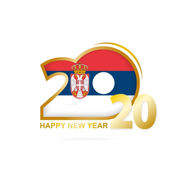 Año 2020 con patrón de bandera de Serbia. Feliz Año Nuevo Diseño . — Archivo Imágenes Vectoriales